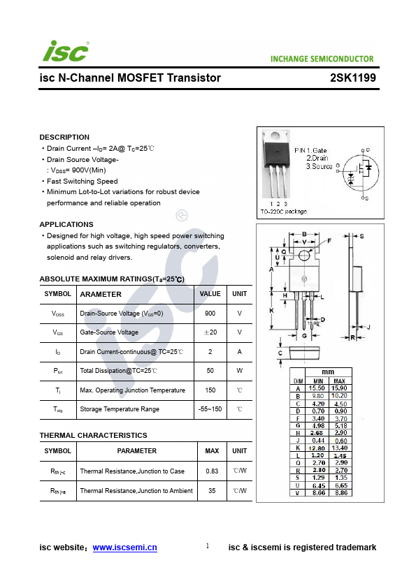 2SK1199 Inchange Semiconductor