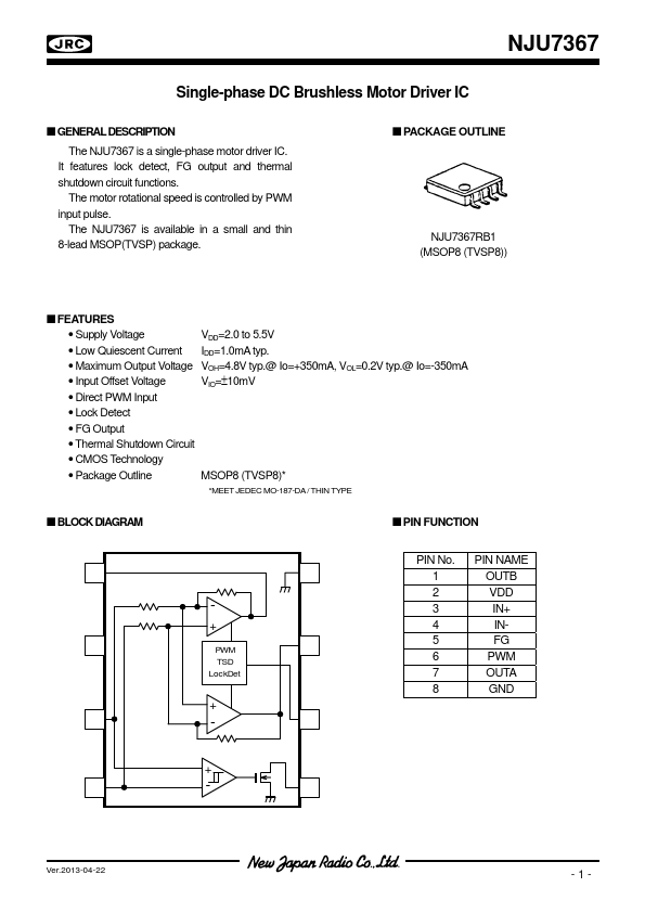 NJU7391_3125016.PDF Datasheet Download --- IC-ON-LINE