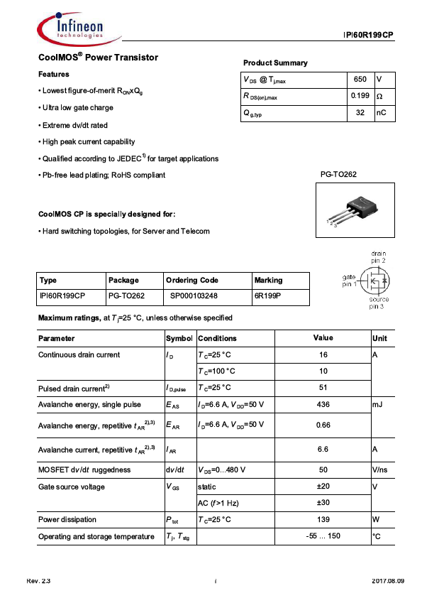 IPI60R199CP Infineon Technologies
