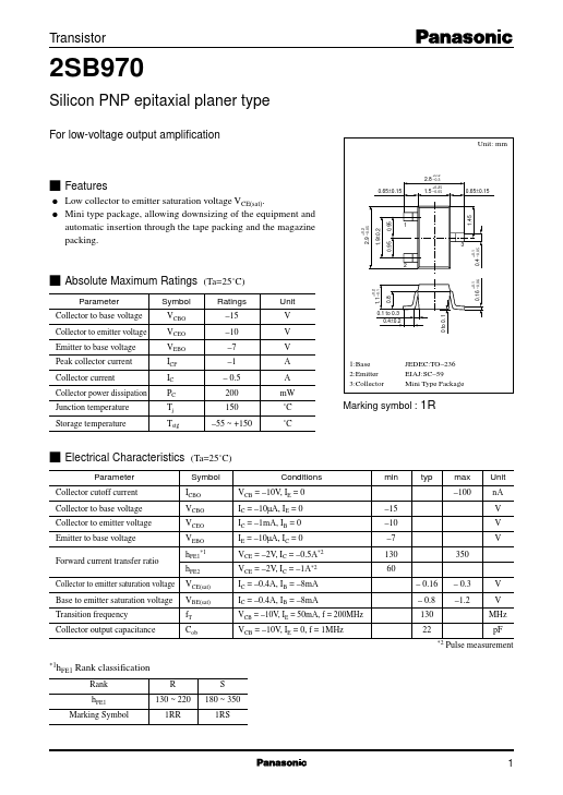 2SB0970 Panasonic Semiconductor