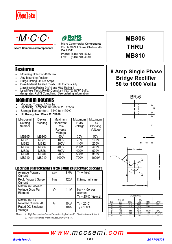MB805 Micro Commercial Components