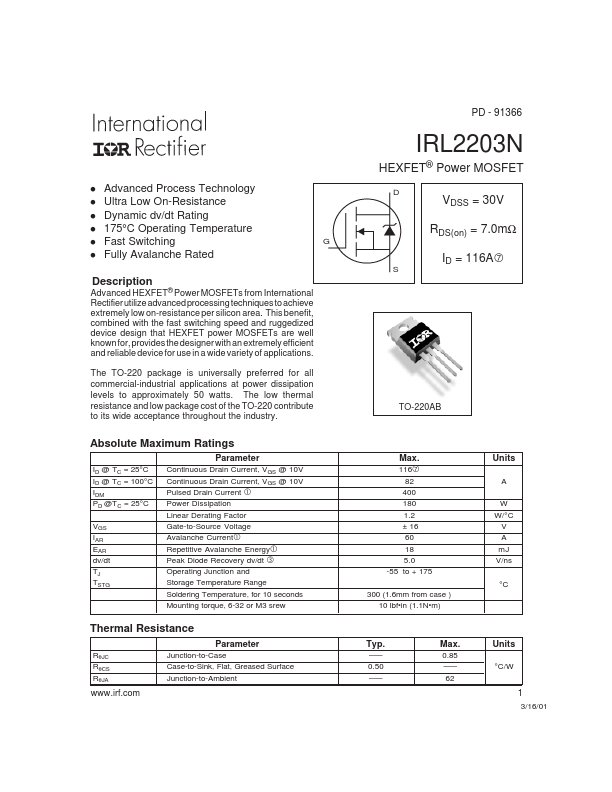 IRL2203N International Rectifier