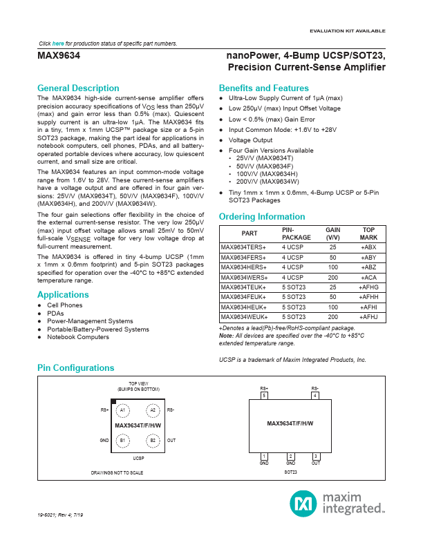 MAX9634 Maxim Integrated Products