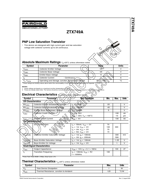 ZTX749A Fairchild Semiconductor