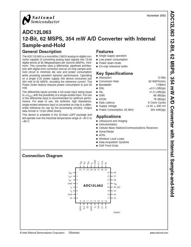 <?=ADC12L063?> डेटा पत्रक पीडीएफ