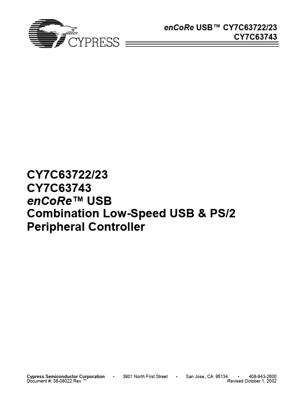 CY7C63723 Cypress Semiconductor