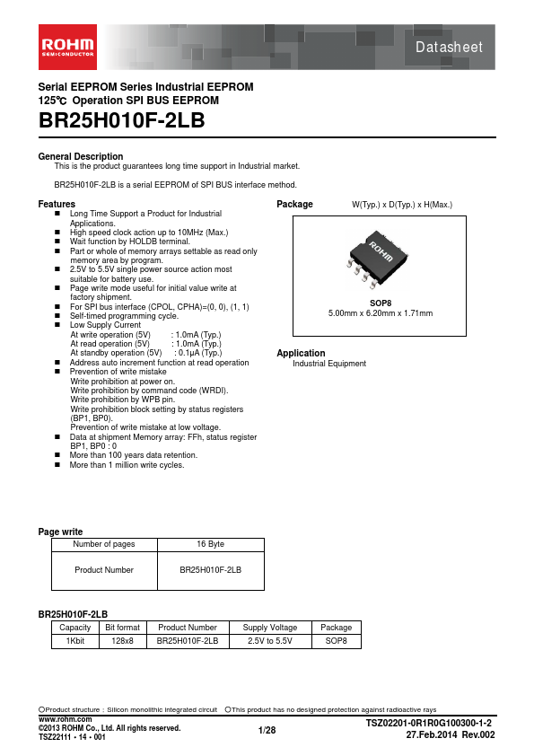 <?=BR25H010F-2LB?> डेटा पत्रक पीडीएफ