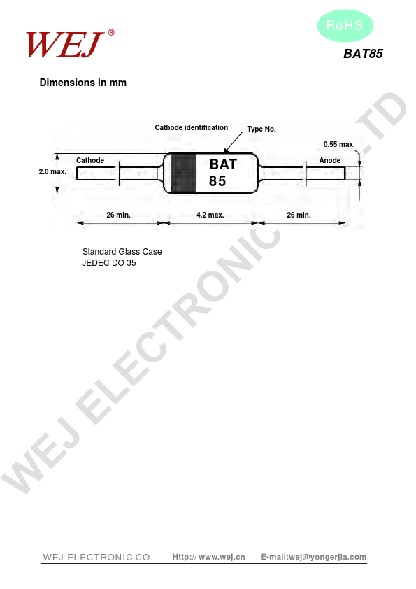 BAT85 Diode Datasheet pdf - Barrier Diode. Equivalent, Catalog