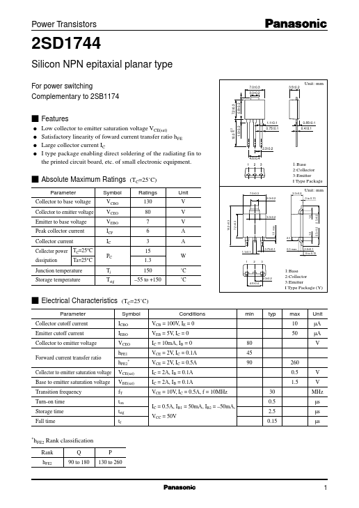 2SD1744 Panasonic Semiconductor