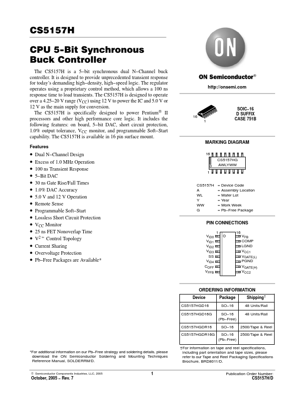 CS5157H ON Semiconductor