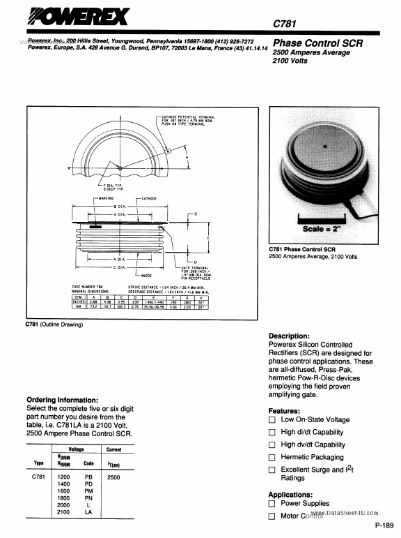 C781LA Powerex Power Semiconductors