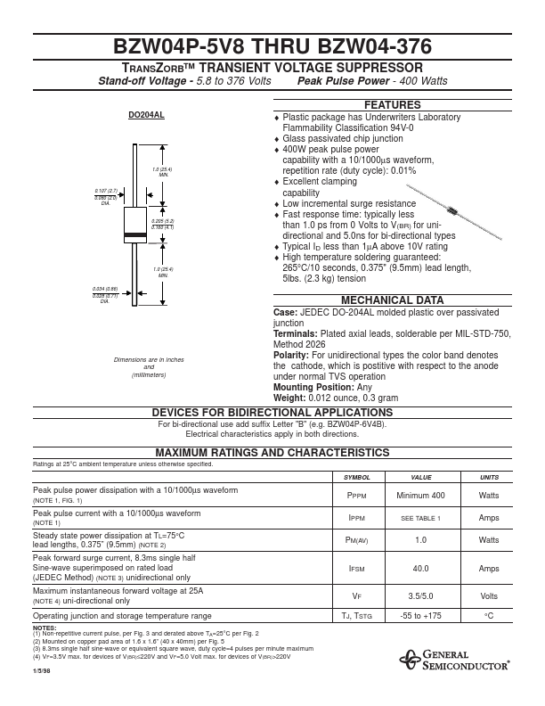 BZW04-9V4 General Semiconductor