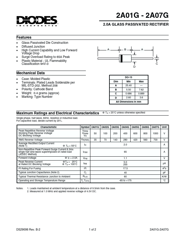 2A01G Diodes Incorporated