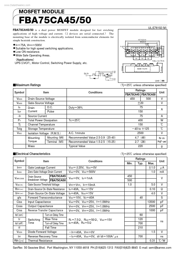 <?=FBA75CA50?> डेटा पत्रक पीडीएफ