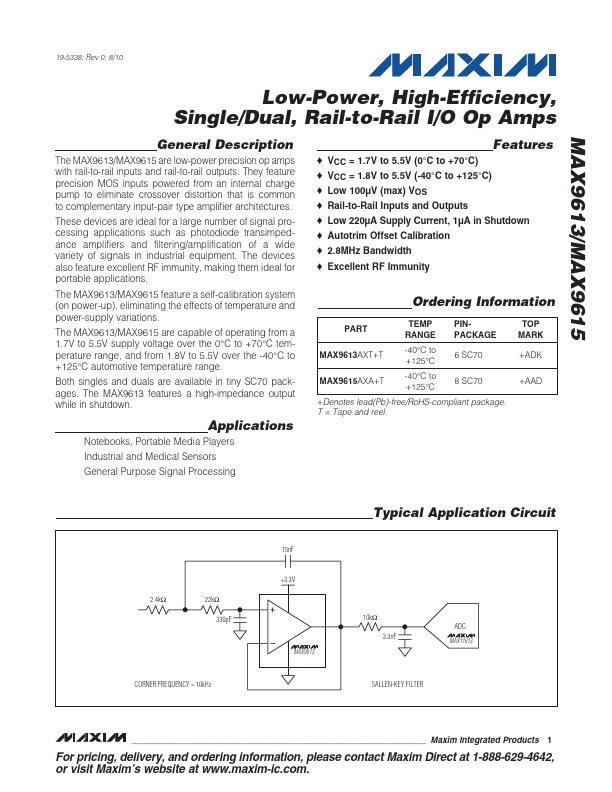 <?=MAX9613?> डेटा पत्रक पीडीएफ