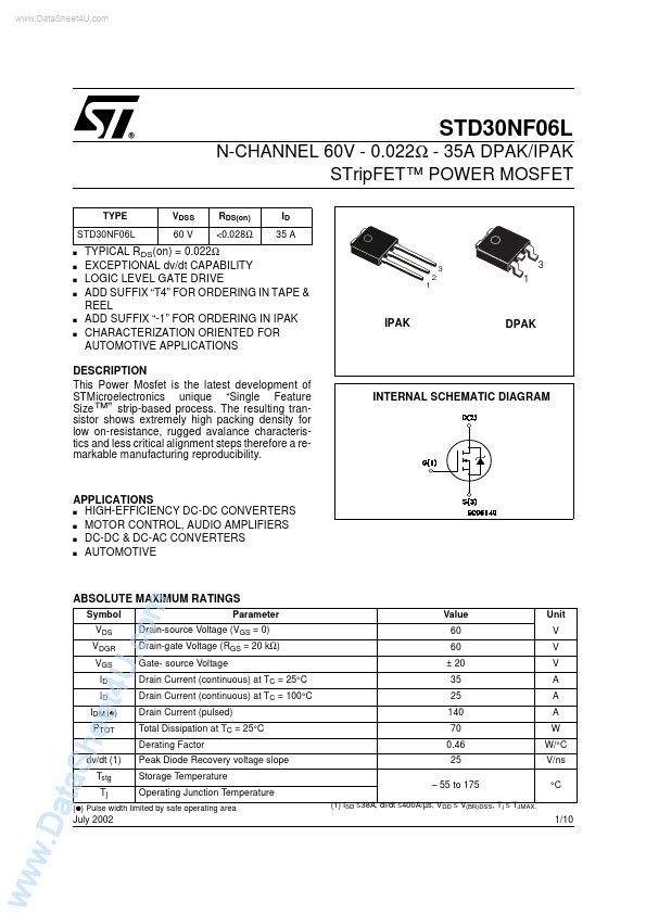 STD30NF06L ST Microelectronics