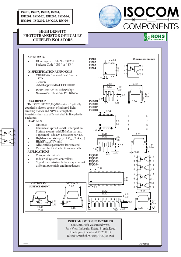 ISD202 ISOCOM COMPONENTS