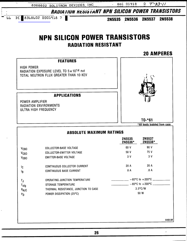 2N5537 Solitron Devices