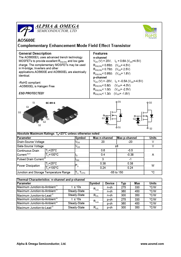 <?=AO5600E?> डेटा पत्रक पीडीएफ