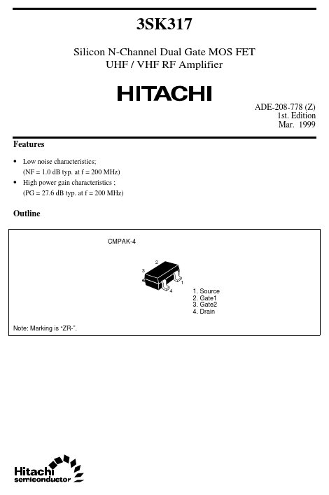 3SK317 Hitachi Semiconductor