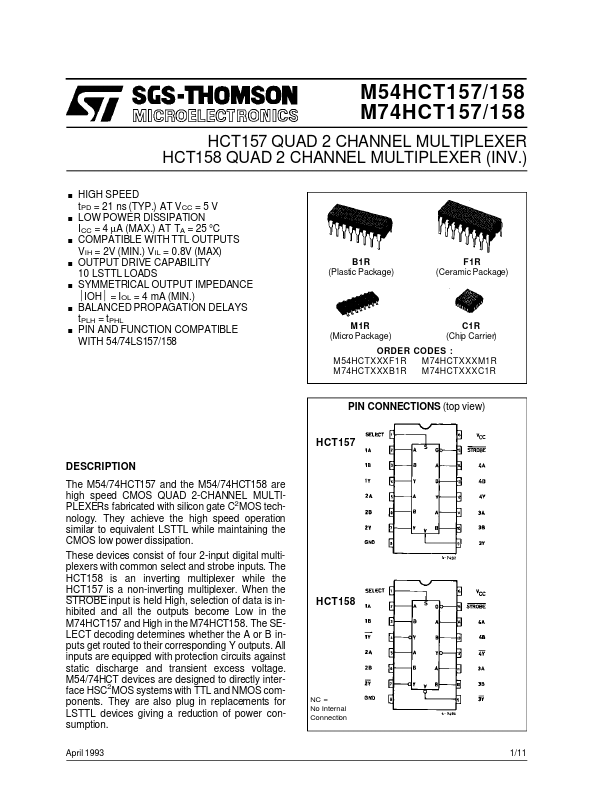 M54HCT157 ST Microelectronics