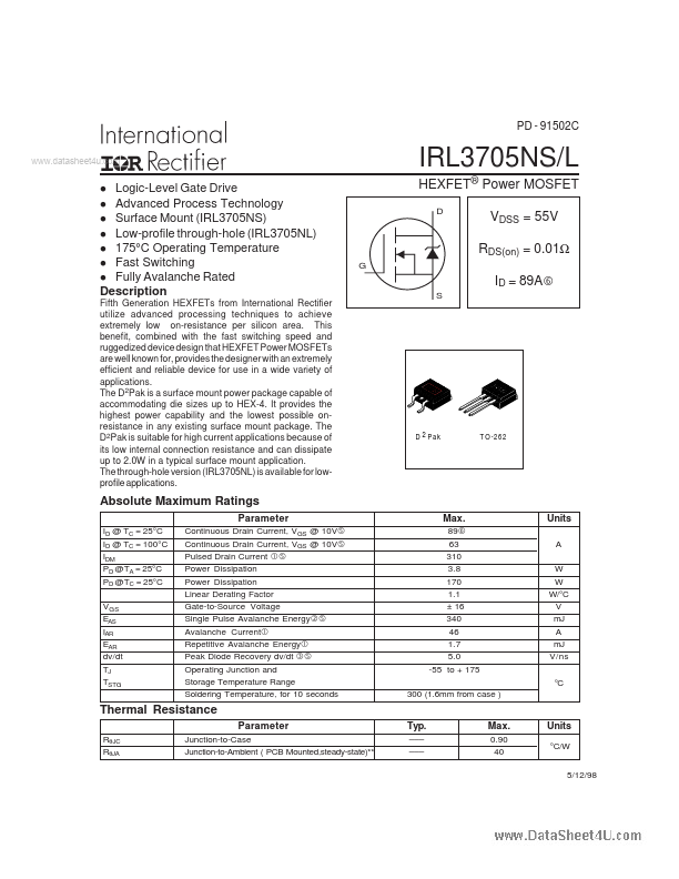 IRL3705NL International Rectifier