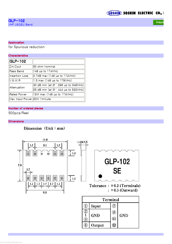 <?=GLP-102?> डेटा पत्रक पीडीएफ