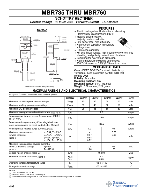 MBR745 General Semiconductor