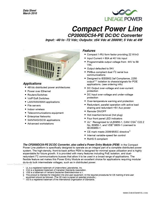 CP2000DC54-PE Lineage Power
