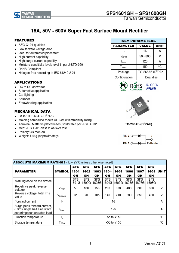 SFS1601GH Taiwan Semiconductor