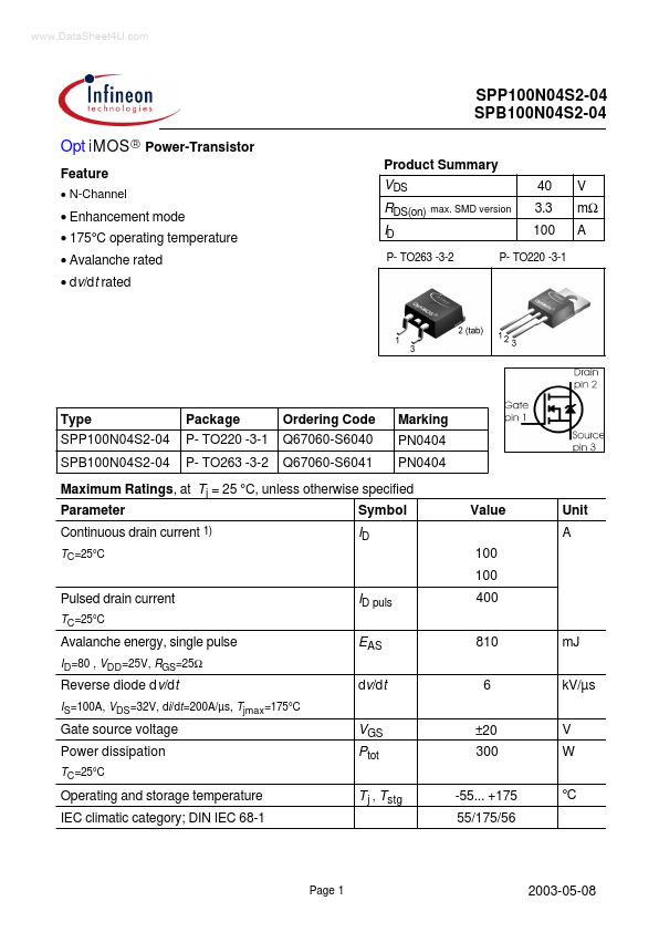 SPP100N04S2-04