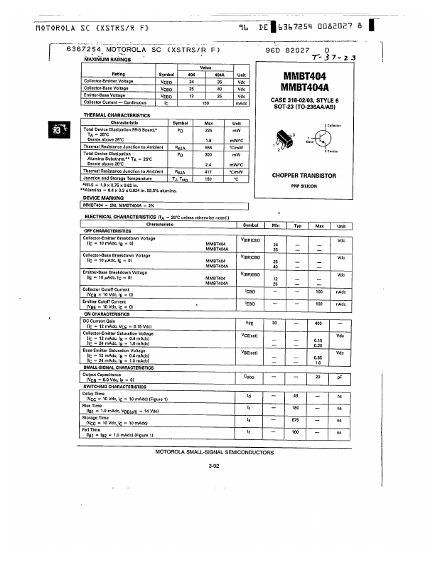 MMBT404 Motorola
