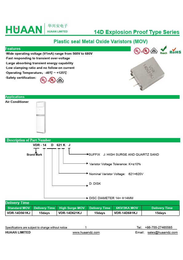 <?=VDR-14D621KJ?> डेटा पत्रक पीडीएफ