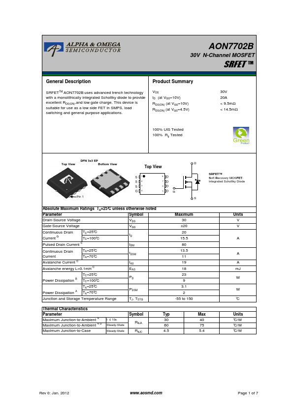 AON7702B Alpha & Omega Semiconductors