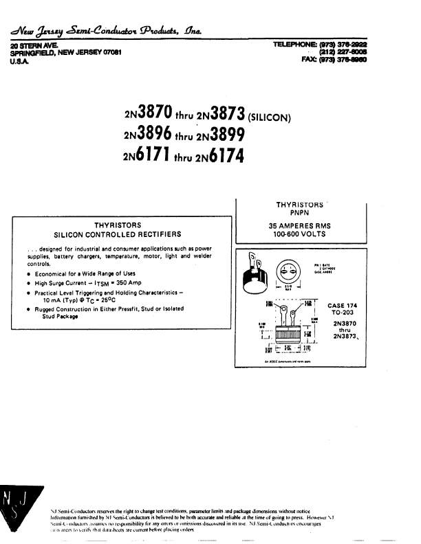2N3871 New Jersey Semi-Conductor