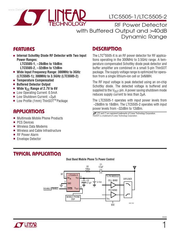 <?=LTC5505-2?> डेटा पत्रक पीडीएफ
