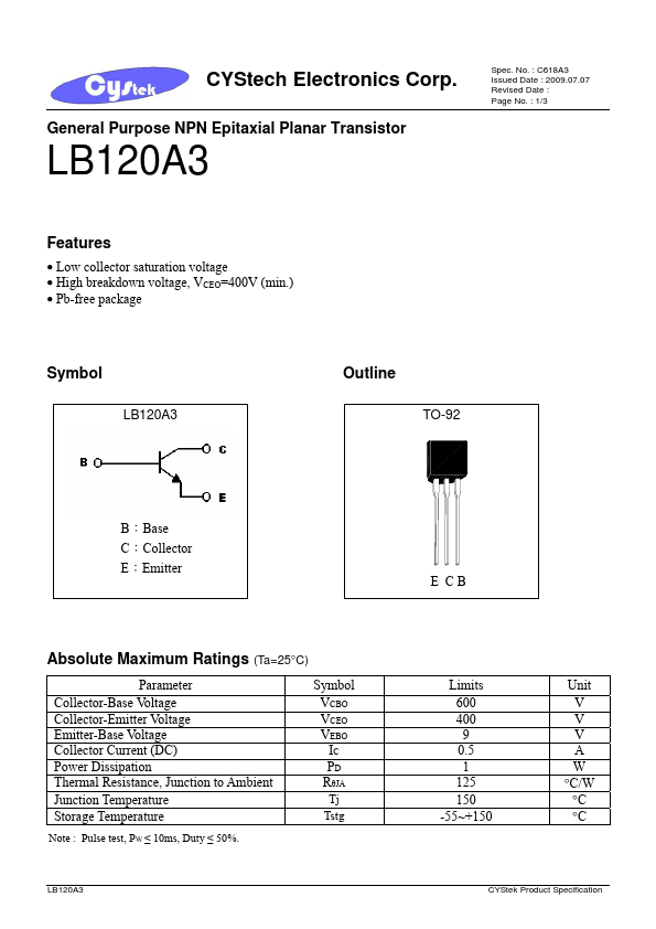 LB120A3 CYStech Electronics