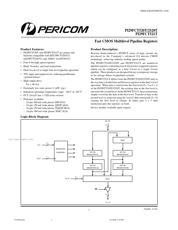 <?=PI29FCT520T?> डेटा पत्रक पीडीएफ