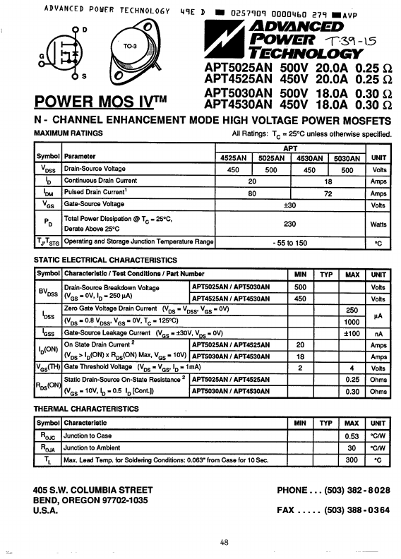 <?=APT4530AN?> डेटा पत्रक पीडीएफ