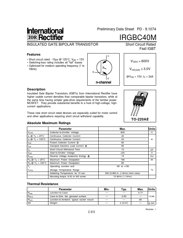 IRGBC40M International Rectifier