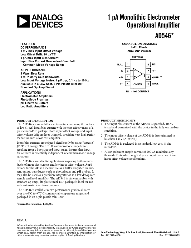 AD546 Analog Devices