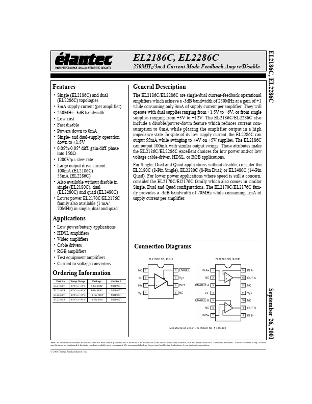 EL2186C Elantec Semiconductor