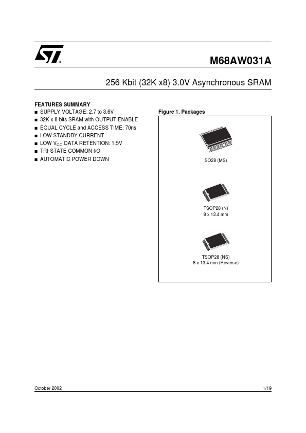 M68AW031AL70NS6U ST Microelectronics