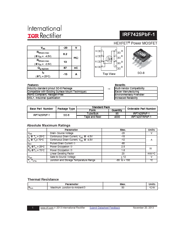 IRF7425PBF-1 International Rectifier