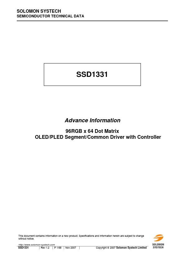 SSD1331 Solomon Systech