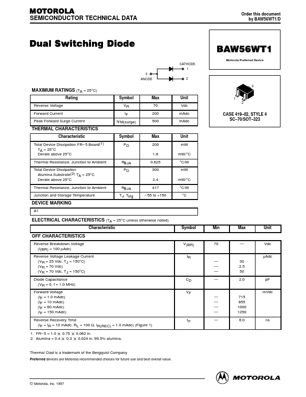 BAW56WT1 Motorola