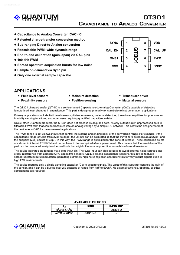 <?=QT301?> डेटा पत्रक पीडीएफ