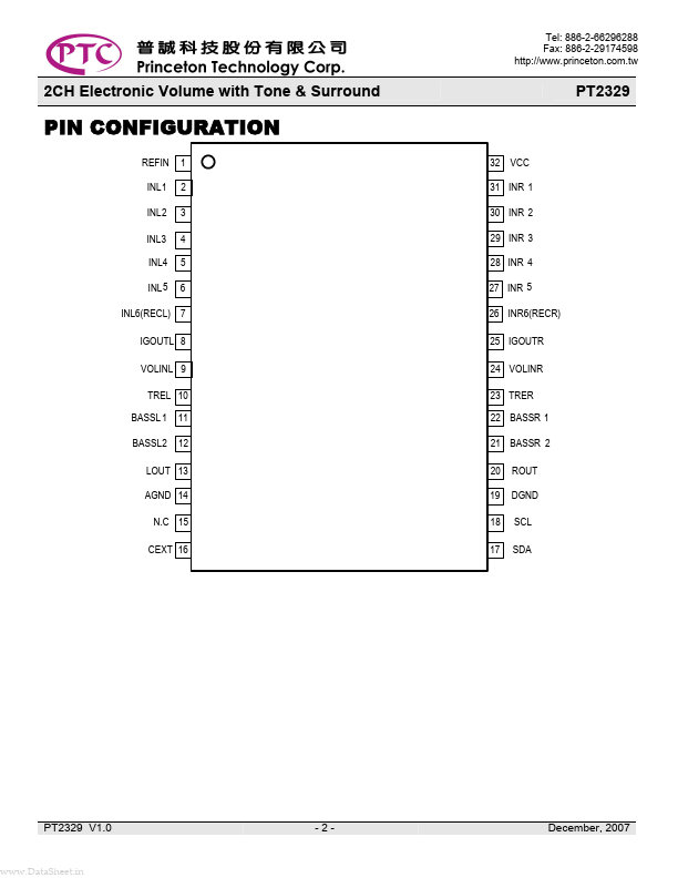 PT2329 Datasheet(PDF) - Princeton Technology Corp
