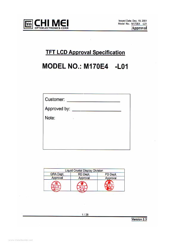 <?=M170E4-L01?> डेटा पत्रक पीडीएफ