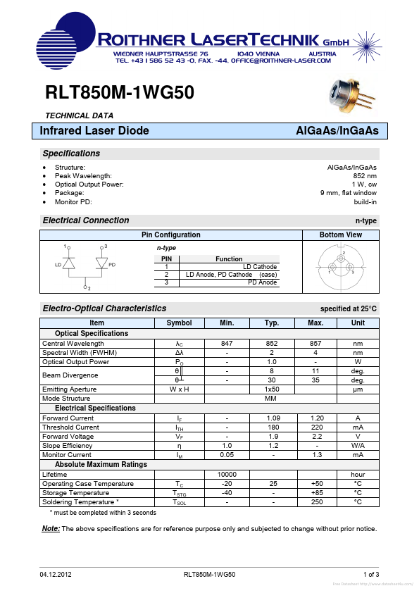 <?=RLT850M-1WG50?> डेटा पत्रक पीडीएफ